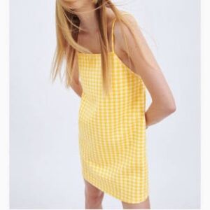 Zara Gingham Spaghetti Strap Dress Small